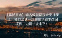 【震撼直击】知名编剧深夜会见神秘人士，疑似洽谈一部超豪华剧本改编项目，内幕一波未平！