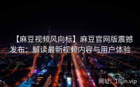 【麻豆视频风向标】麻豆官网版震撼发布：解读最新视频内容与用户体验